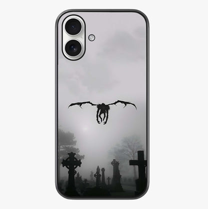 Graveyard Shadow Descent Glass Case showing full back design in clean flat view with glossy glass finish.