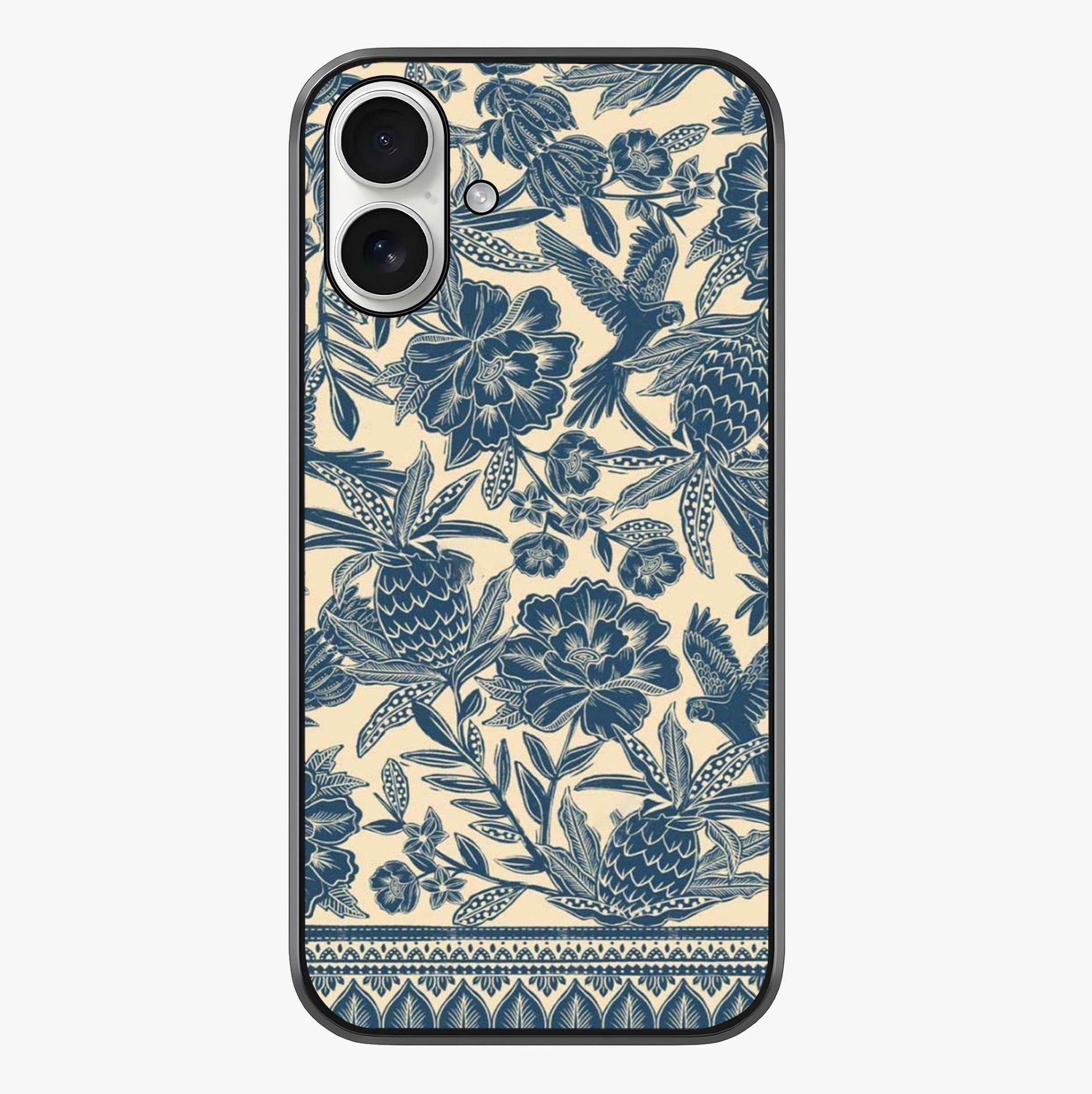 Heirloom Wild Bloom Glass Case showing full back design in clean flat view with glossy glass finish.