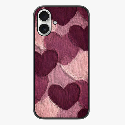 Layered Paper Hearts Glass Case showing full back design in clean flat view with glossy glass finish.