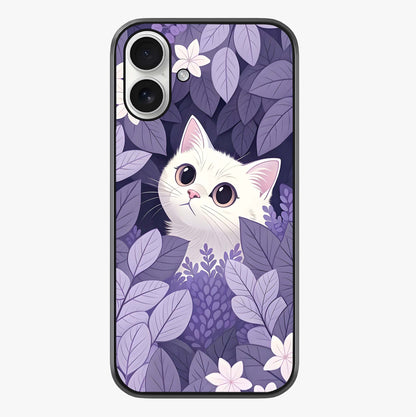 Lilac Hide Peek Cat Glass Case showing full back design in clean flat view with glossy glass finish.