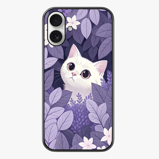 Lilac Hide Peek Cat Glass Case showing full back design in clean flat view with glossy glass finish.