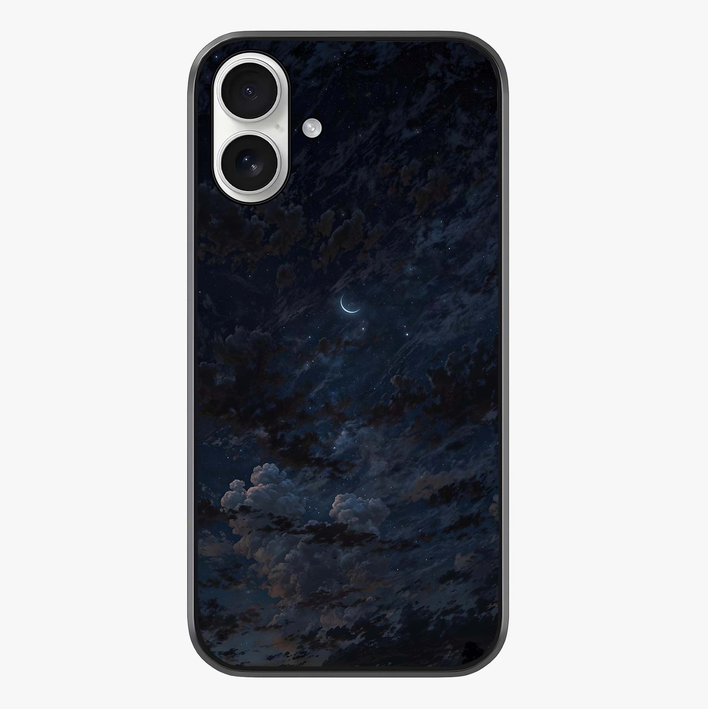 Lunar Veil Silence Glass Case showing full back design in clean flat view with glossy glass finish.