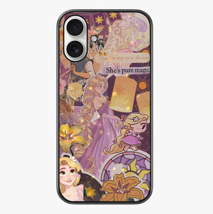 Magical Tangled Dream Glass Case showing full back design in clean flat view with glossy glass finish.