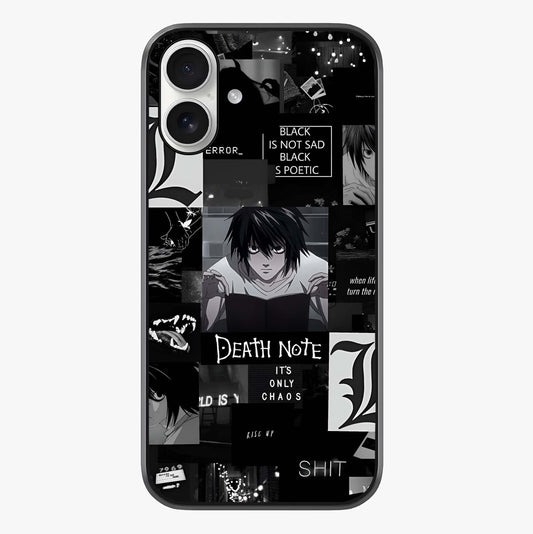 Midnight Chaos Mind Glass Case showing full back design in clean flat view with glossy glass finish.