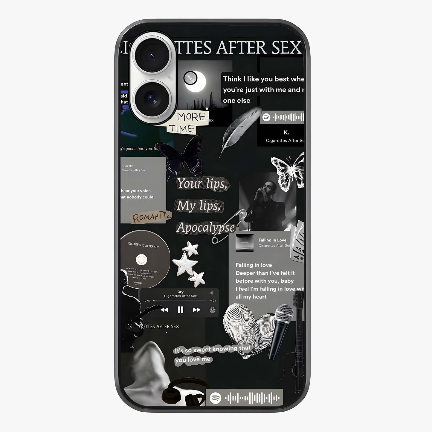 Midnight Love Echo Glass Case showing full back design in clean flat view with glossy glass finish.