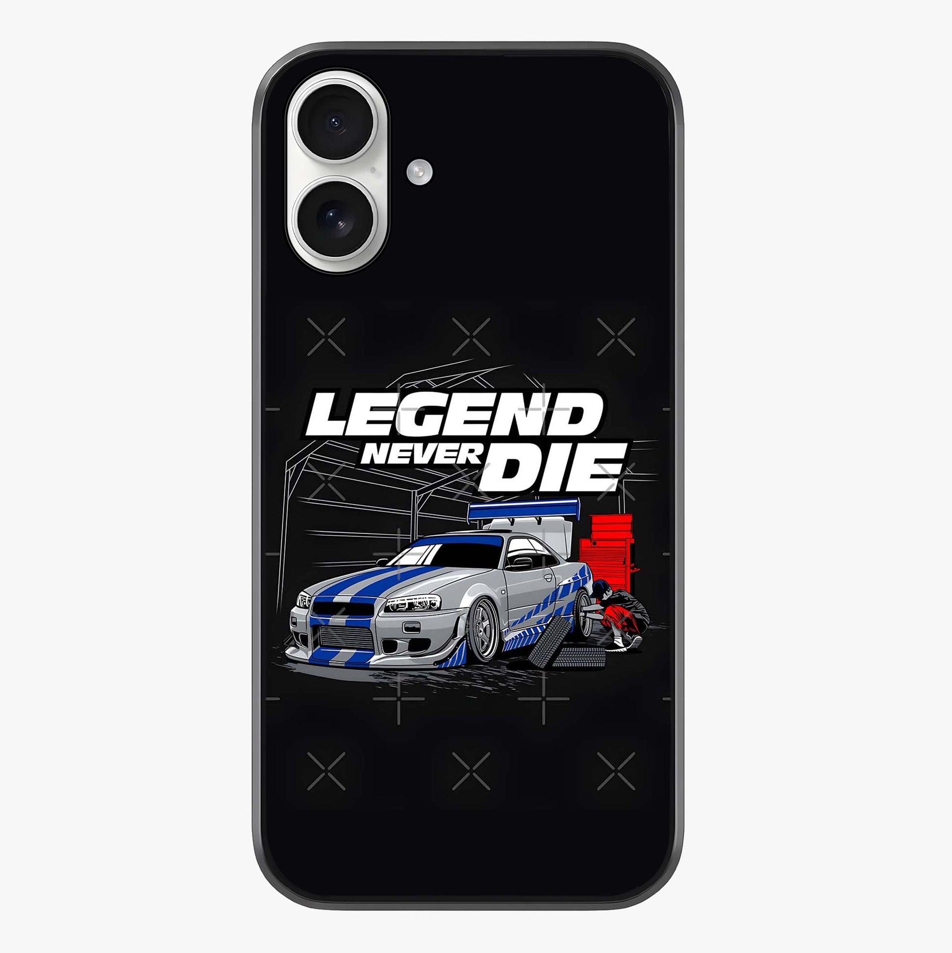 Midnight Racing Legacy Glass Case showing full back design in clean flat view with glossy glass finish.