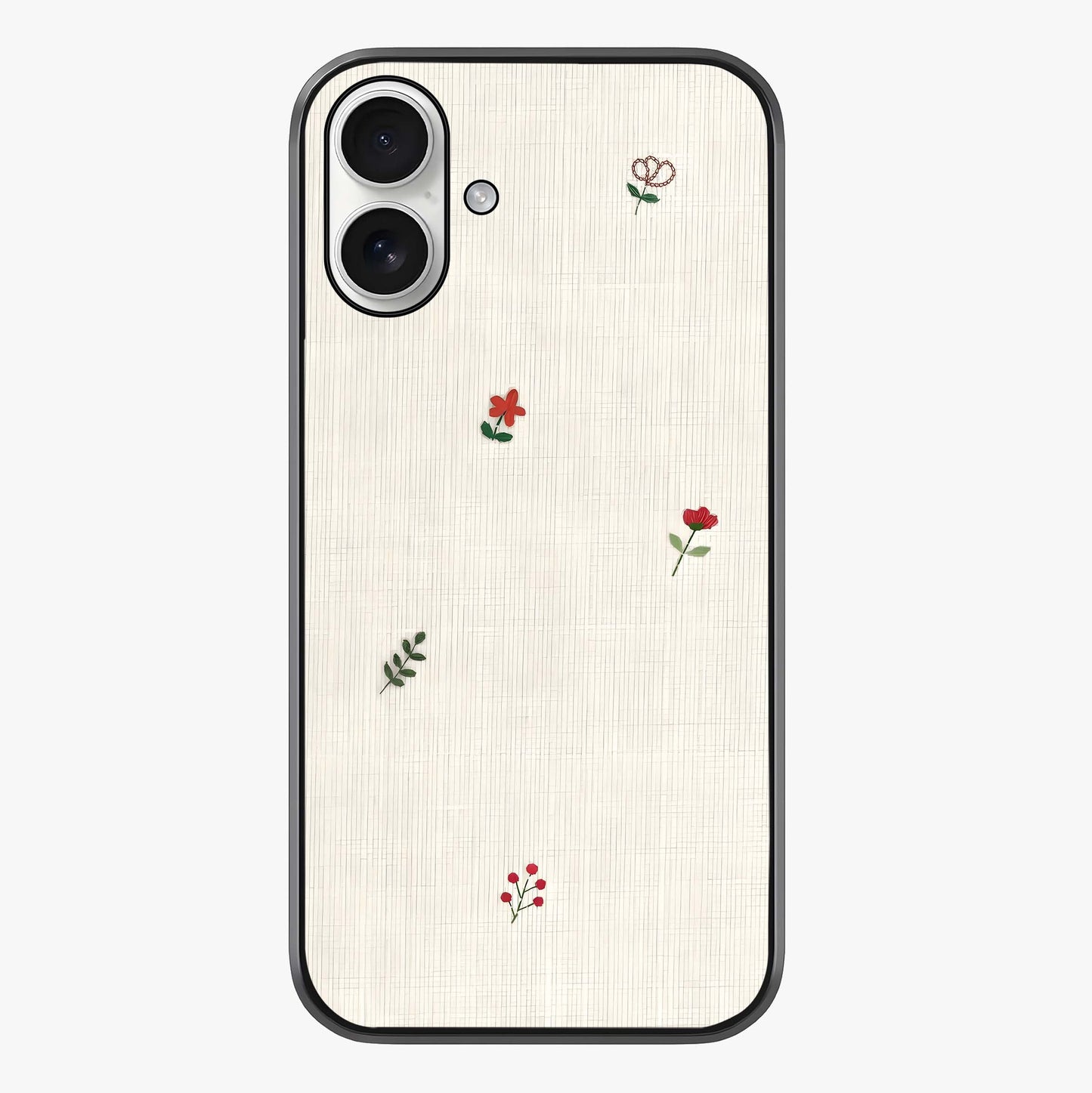 Minimalistic Blue With White Flower Pattern Glass Case showing full back design in clean flat view with glossy glass finish.