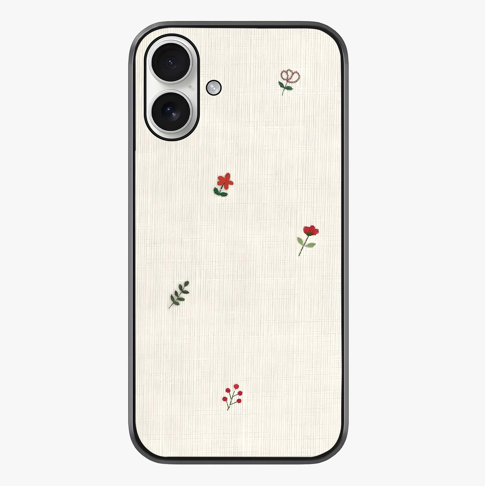 Minimalistic Blue With White Flower Pattern Glass Case showing full back design in clean flat view with glossy glass finish.