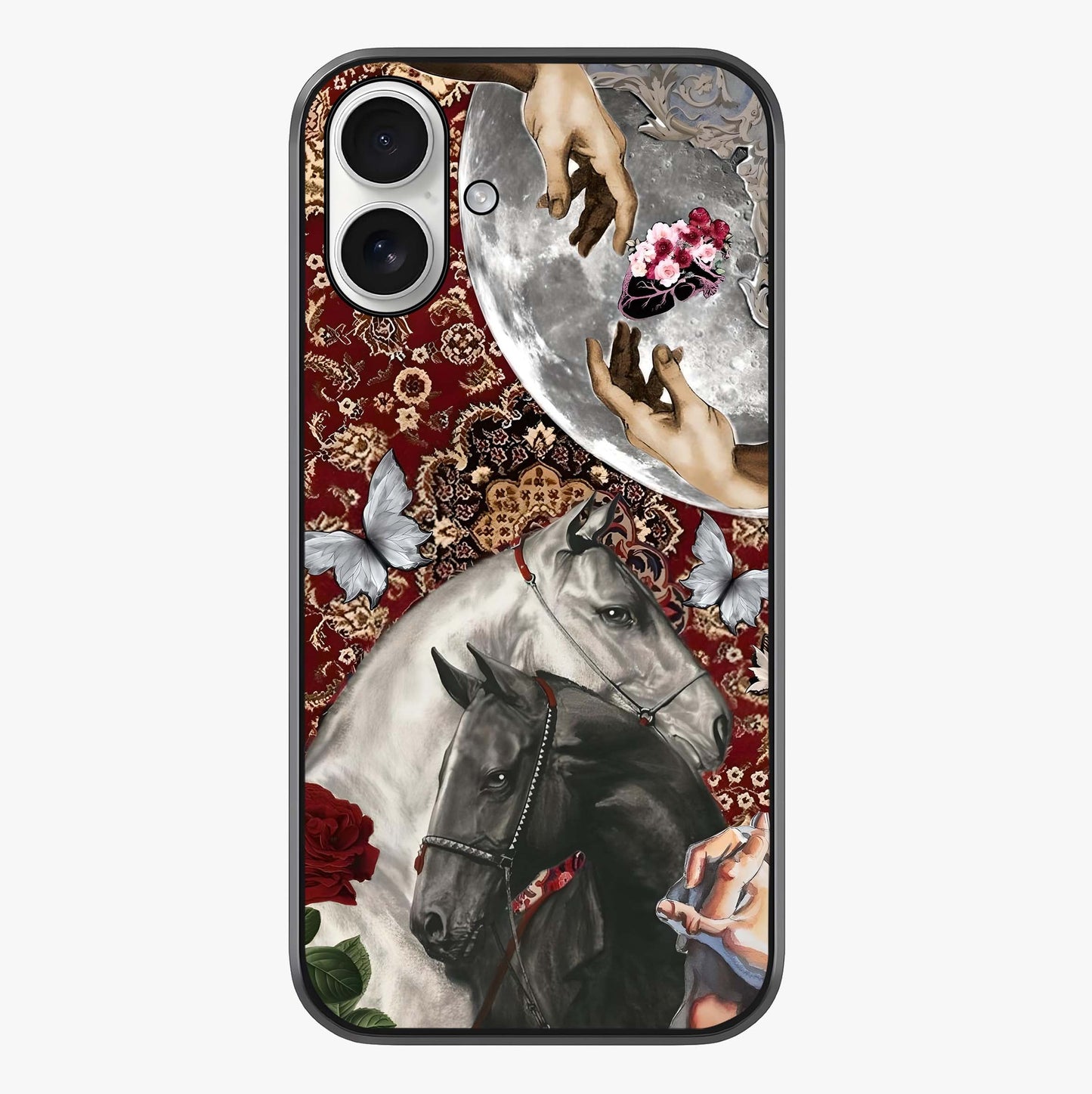 Moonlit Royal Stallion Glass Case showing full back design in clean flat view with glossy glass finish.