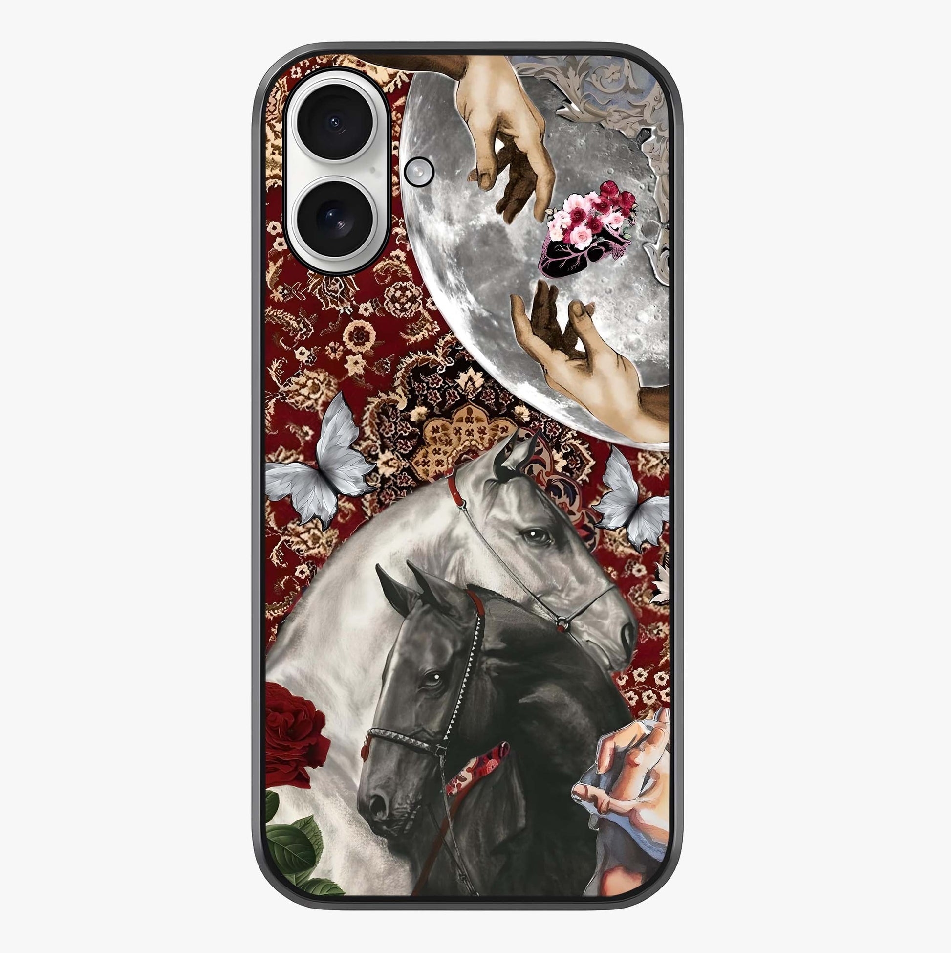 Moonlit Royal Stallion Glass Case showing full back design in clean flat view with glossy glass finish.