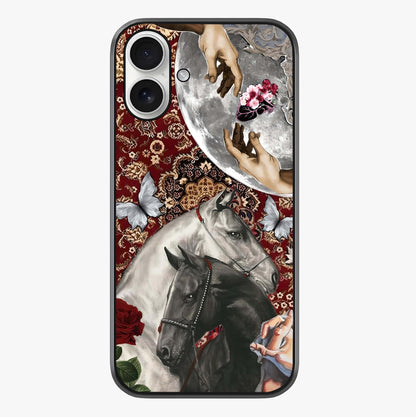 Moonlit Royal Stallion Glass Case showing full back design in clean flat view with glossy glass finish.