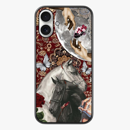 Moonlit Royal Stallion Glass Case showing full back design in clean flat view with glossy glass finish.