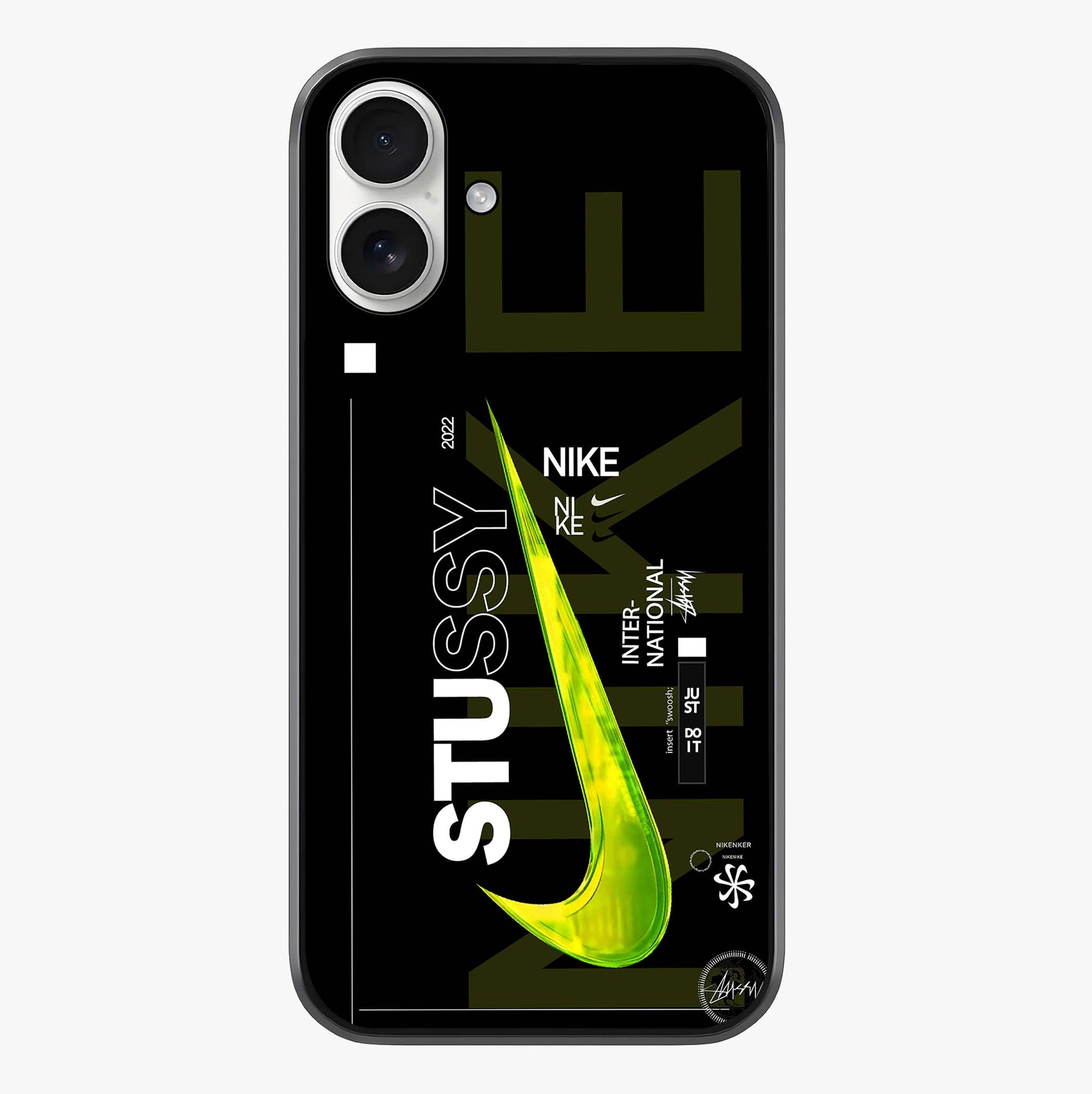 Neon Street Edition Glass Case showing full back design in clean flat view with glossy glass finish.
