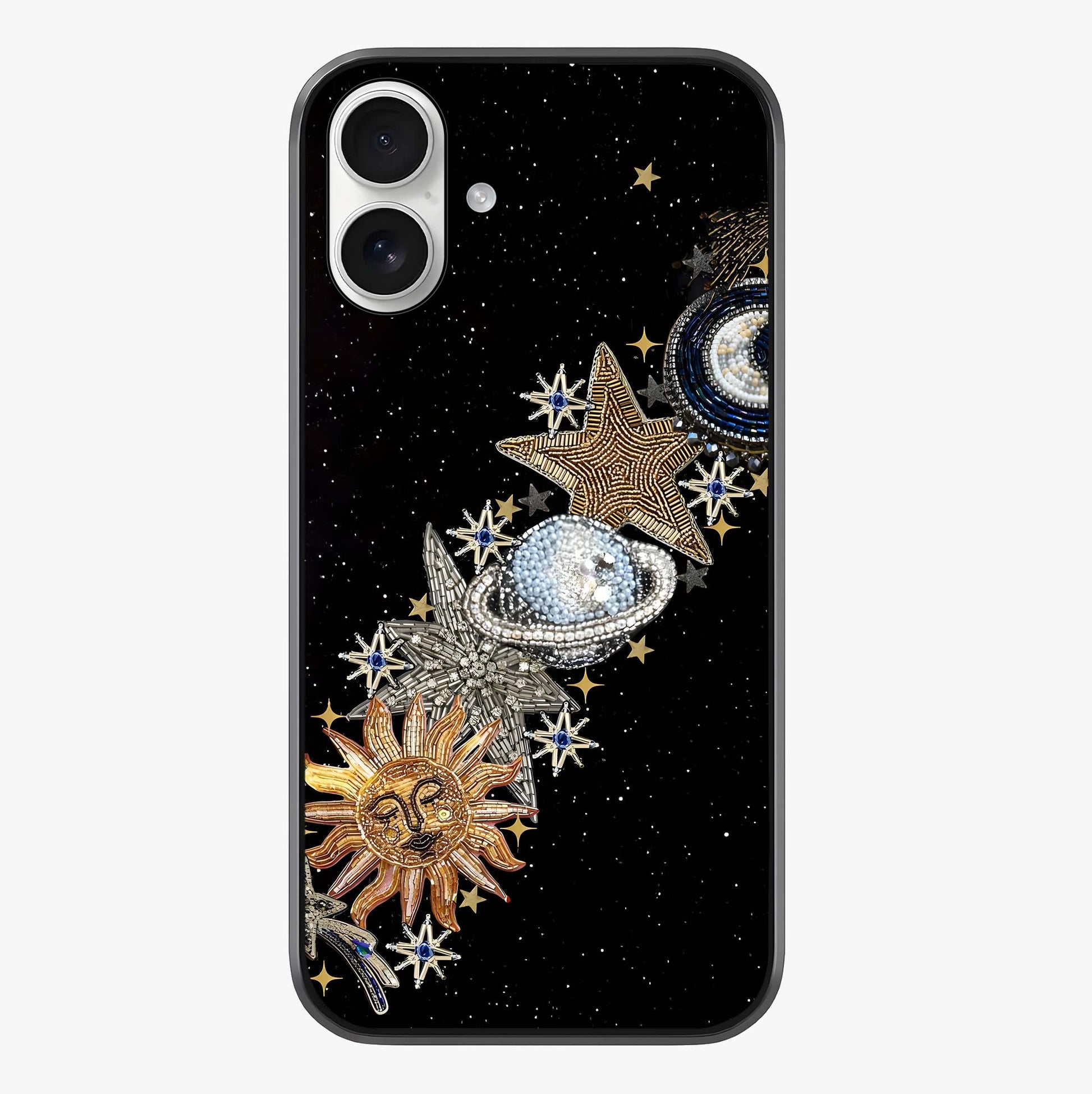 Pearls Universe Object Glass Case showing full back design in clean flat view with glossy glass finish.