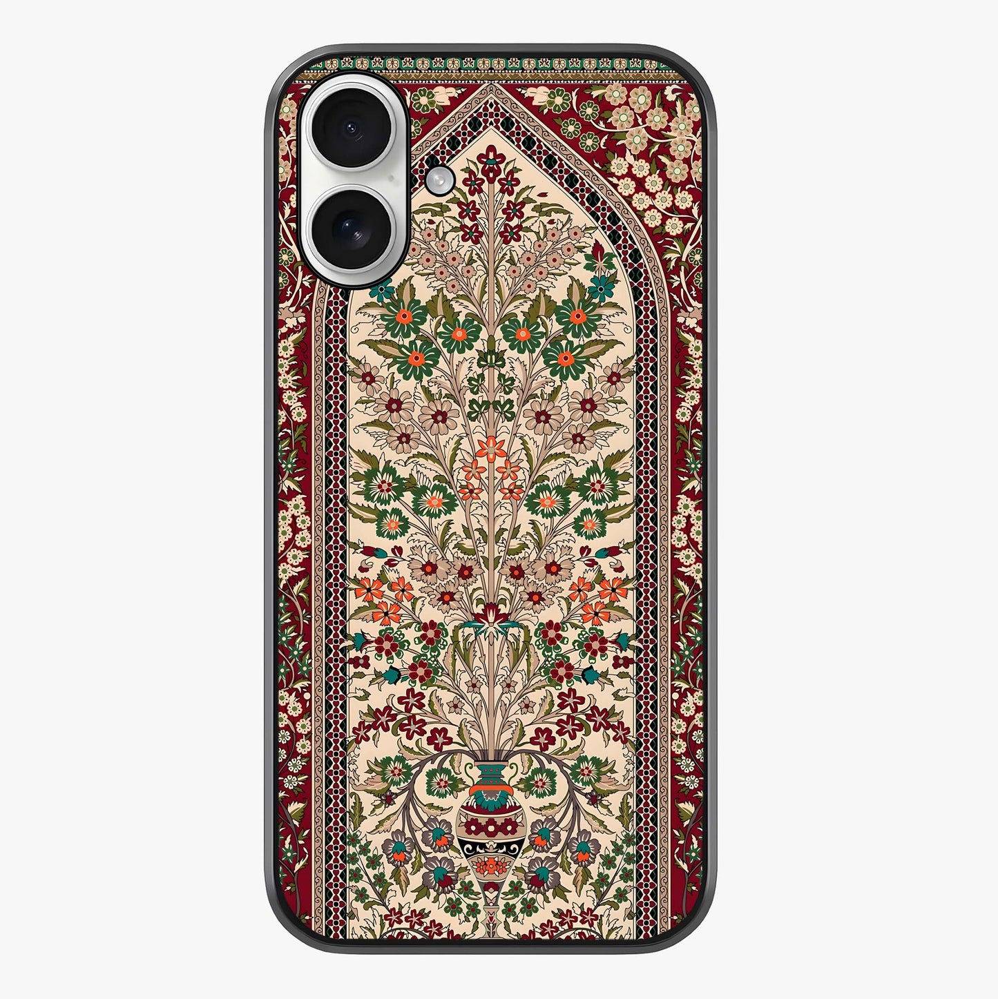 Persian Inspired Glass Case showing full back design in clean flat view with glossy glass finish.