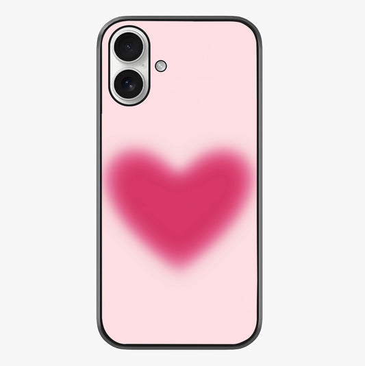 Pink Aura Heart Glass Case showing full back design in clean flat view with glossy glass finish.