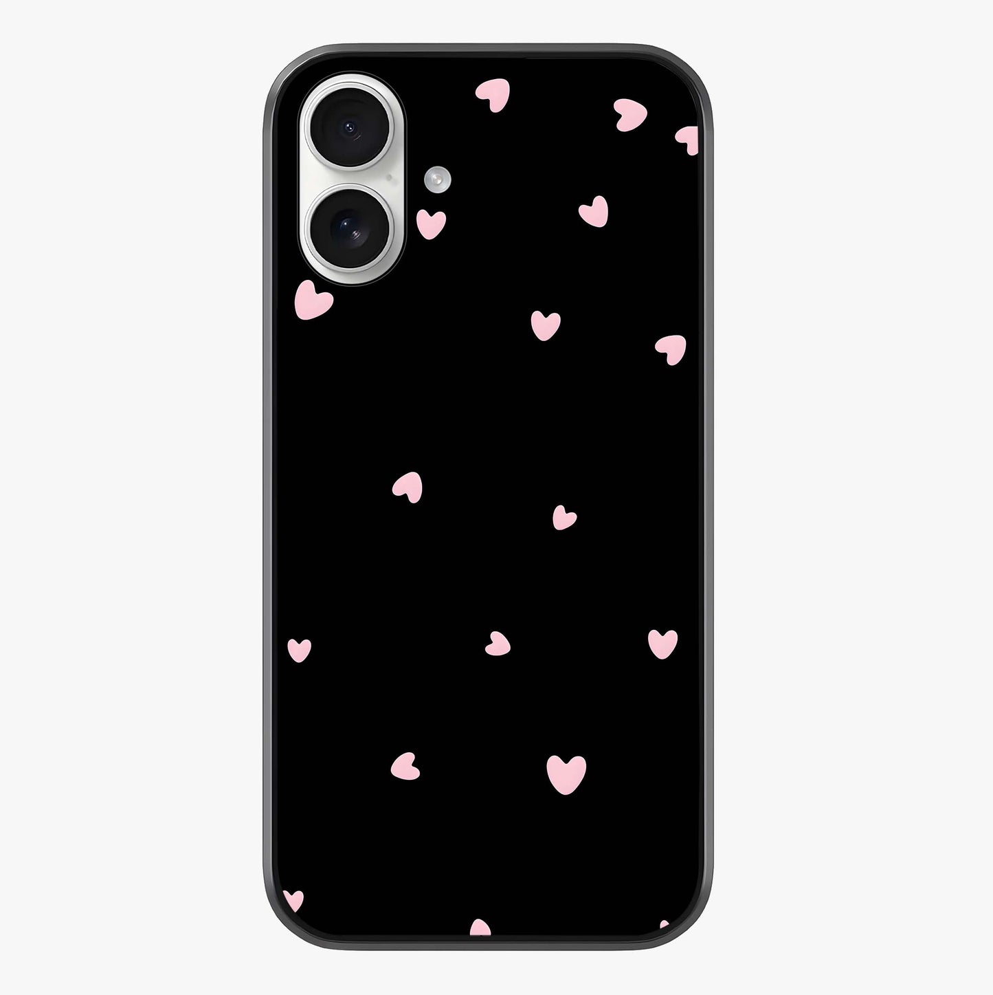 Pink Love Drops Glass Case showing full back design in clean flat view with glossy glass finish.