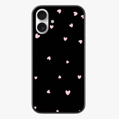 Pink Love Drops Glass Case showing full back design in clean flat view with glossy glass finish.