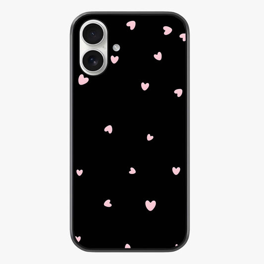 Pink Love Drops Glass Case showing full back design in clean flat view with glossy glass finish.
