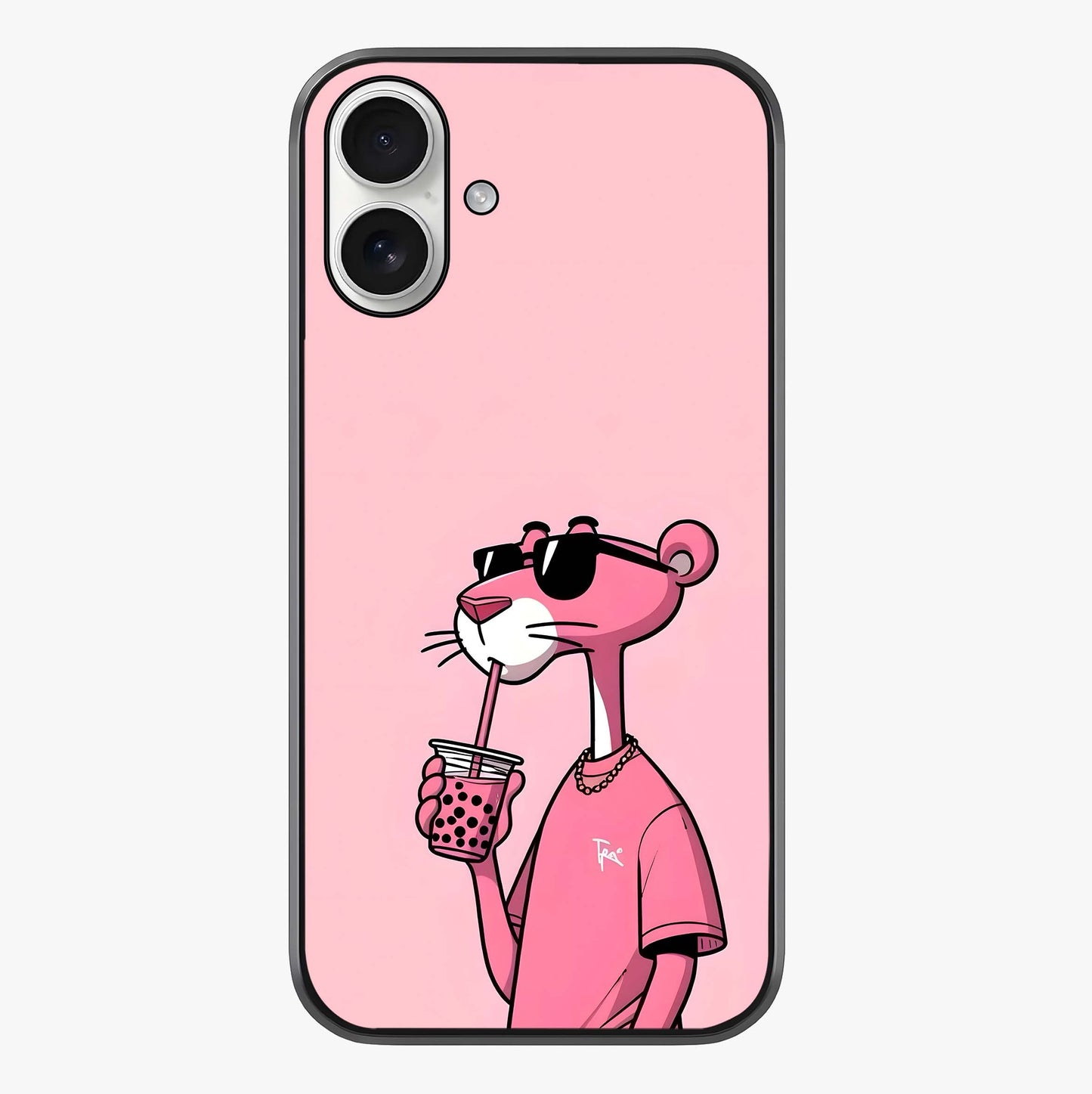 Pink Panther Glass Case showing full back design in clean flat view with glossy glass finish.
