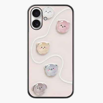 Puffy Face Parade Glass Case showing full back design in clean flat view with glossy glass finish.