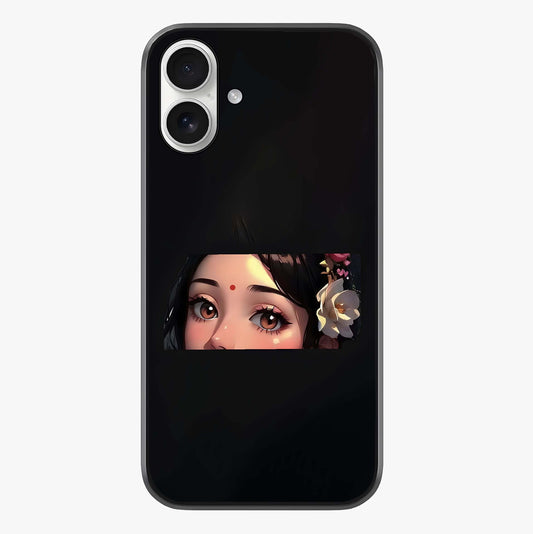 Radha Divine Embrace Glass Case showing full back design in clean flat view with glossy glass finish.