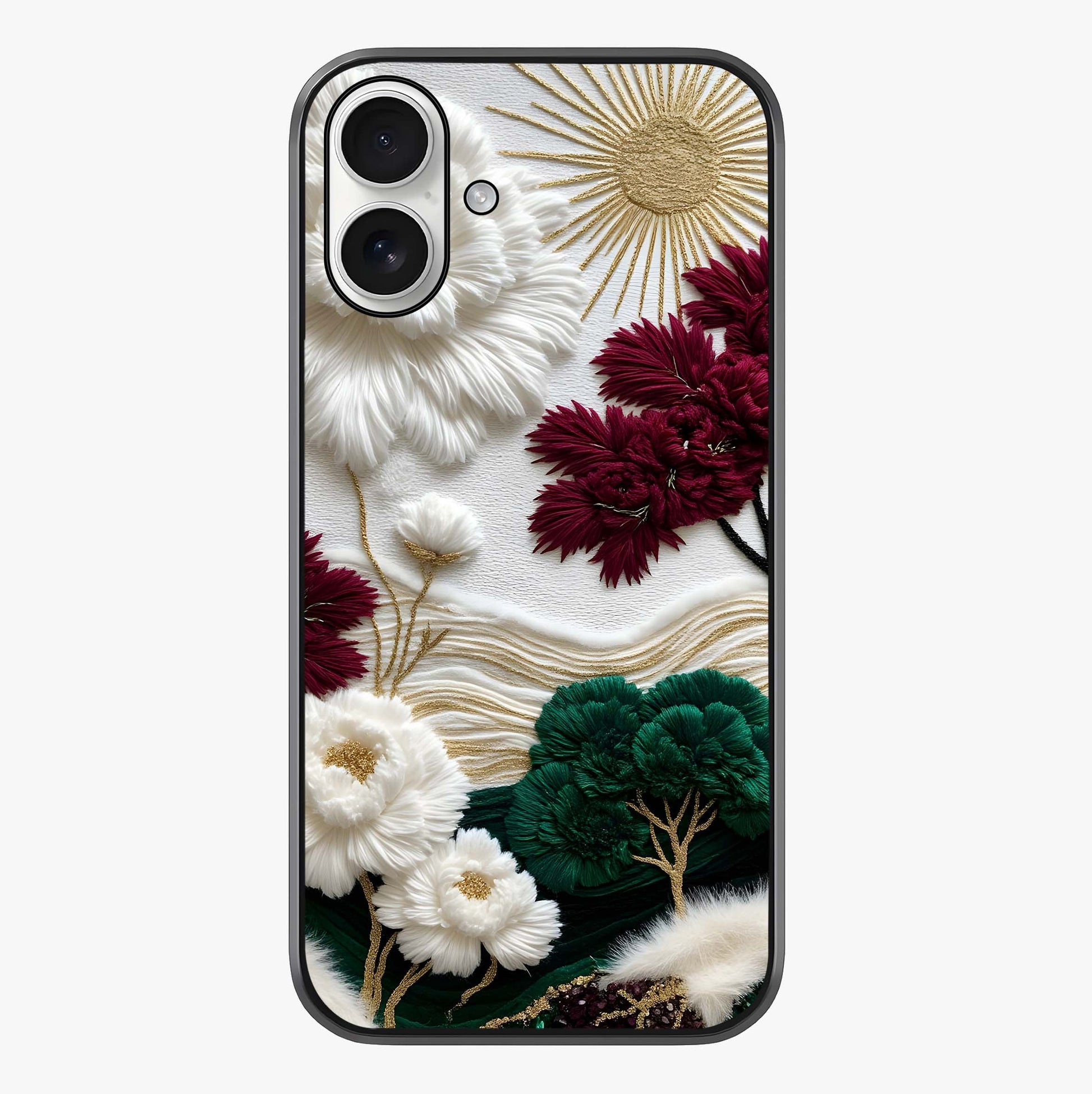 Radiant Bloom Elegance Glass Case showing full back design in clean flat view with glossy glass finish.