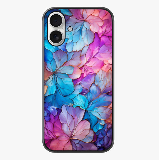 Radiant Floral Whirl Glass Case showing full back design in clean flat view with glossy glass finish.