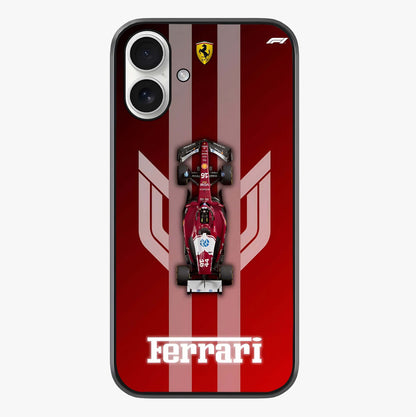 Red Ferrari F1 Vertical Glass Case showing full back design in clean flat view with glossy glass finish.