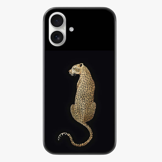 Regal Leopard Glass Case showing full back design in clean flat view with glossy glass finish.