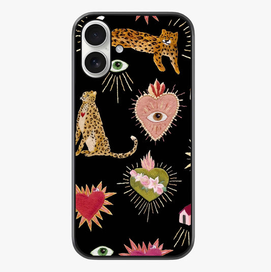 Sacred Jungle Heart Glass Case showing full back design in clean flat view with glossy glass finish.