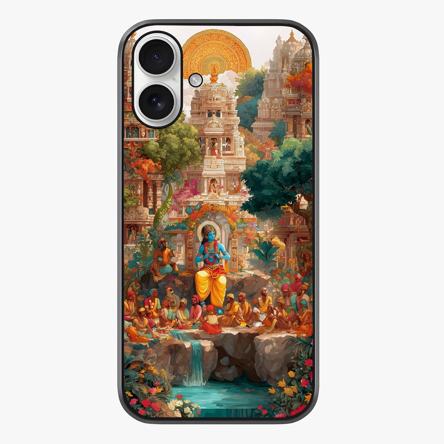 Sacred Sunlight Gods Glass Case showing full back design in clean flat view with glossy glass finish.