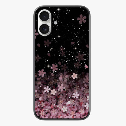 Small Starry Flowers Glass Case showing full back design in clean flat view with glossy glass finish.