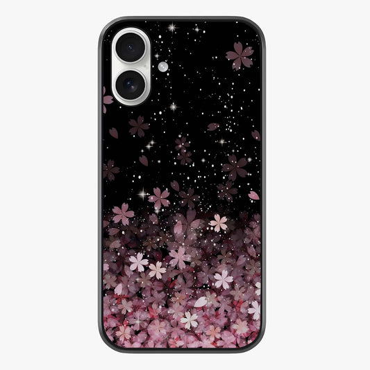 Small Starry Flowers Glass Case showing full back design in clean flat view with glossy glass finish.