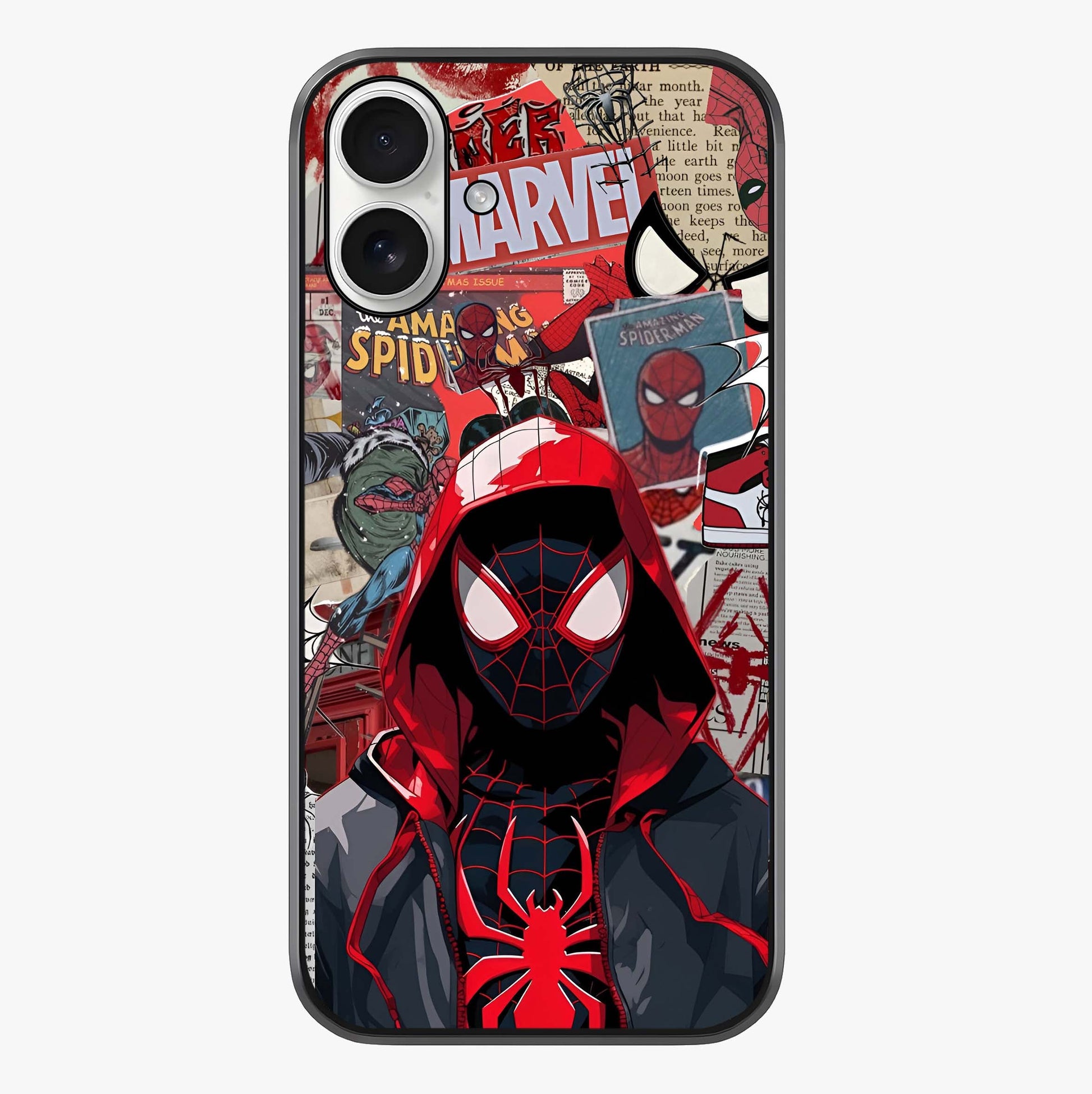 Spider Collage Street Glass Case showing full back design in clean flat view with glossy glass finish.