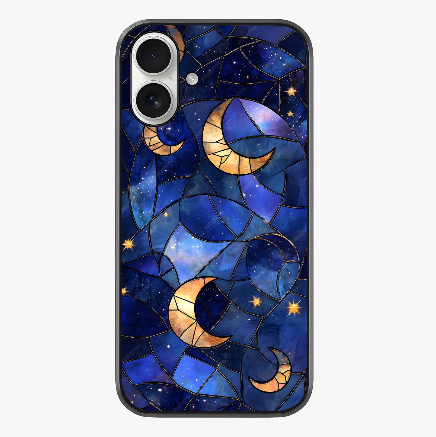 Starlit Sky Tapestry Glass Case showing full back design in clean flat view with glossy glass finish.