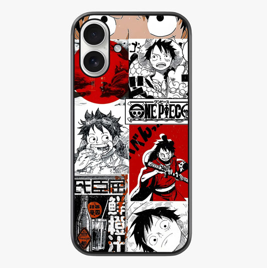 Strawhat Chaos Panels Glass Case showing full back design in clean flat view with glossy glass finish.