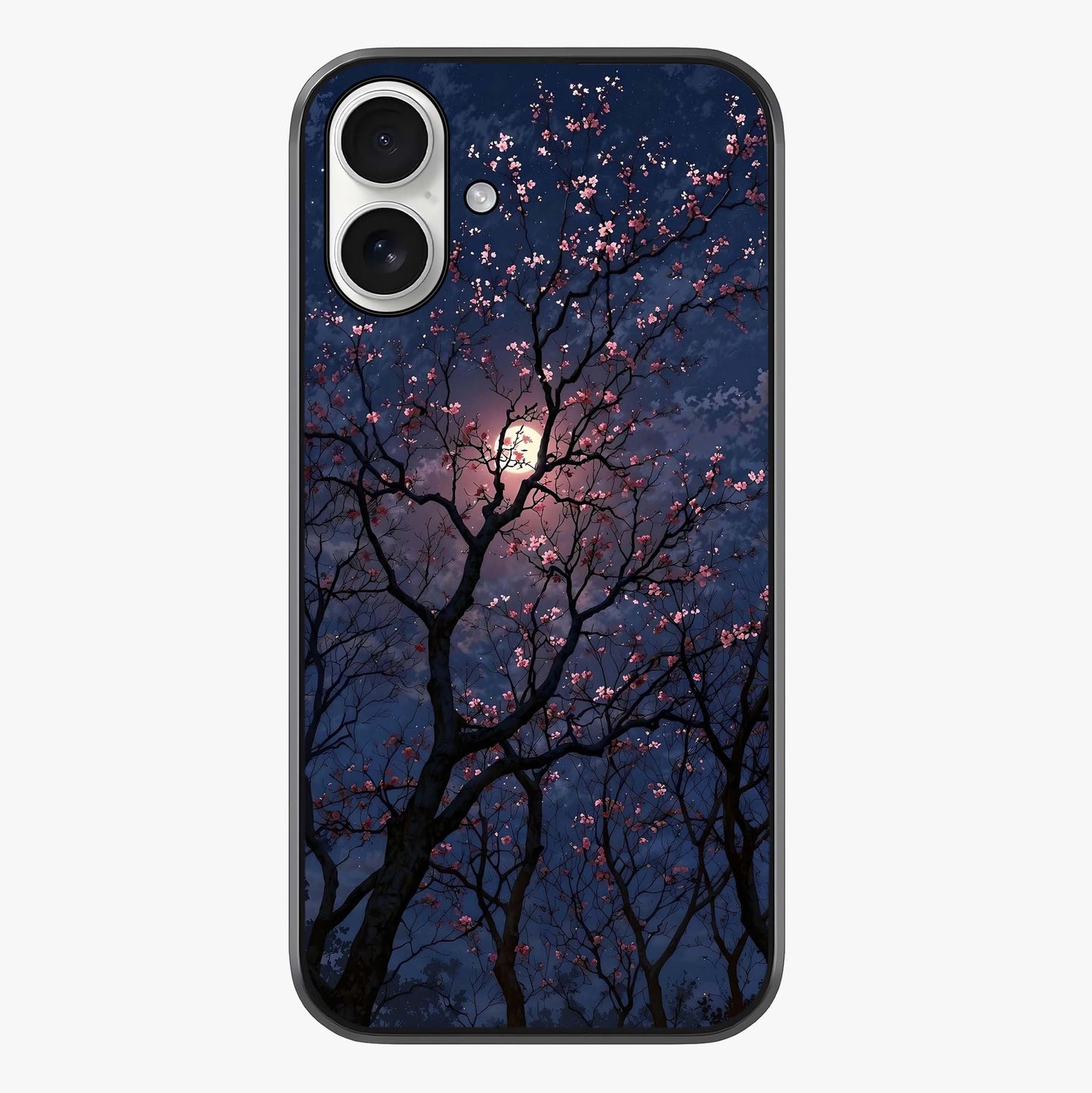 Twilight Sakura Serenade Glass Case showing full back design in clean flat view with glossy glass finish.