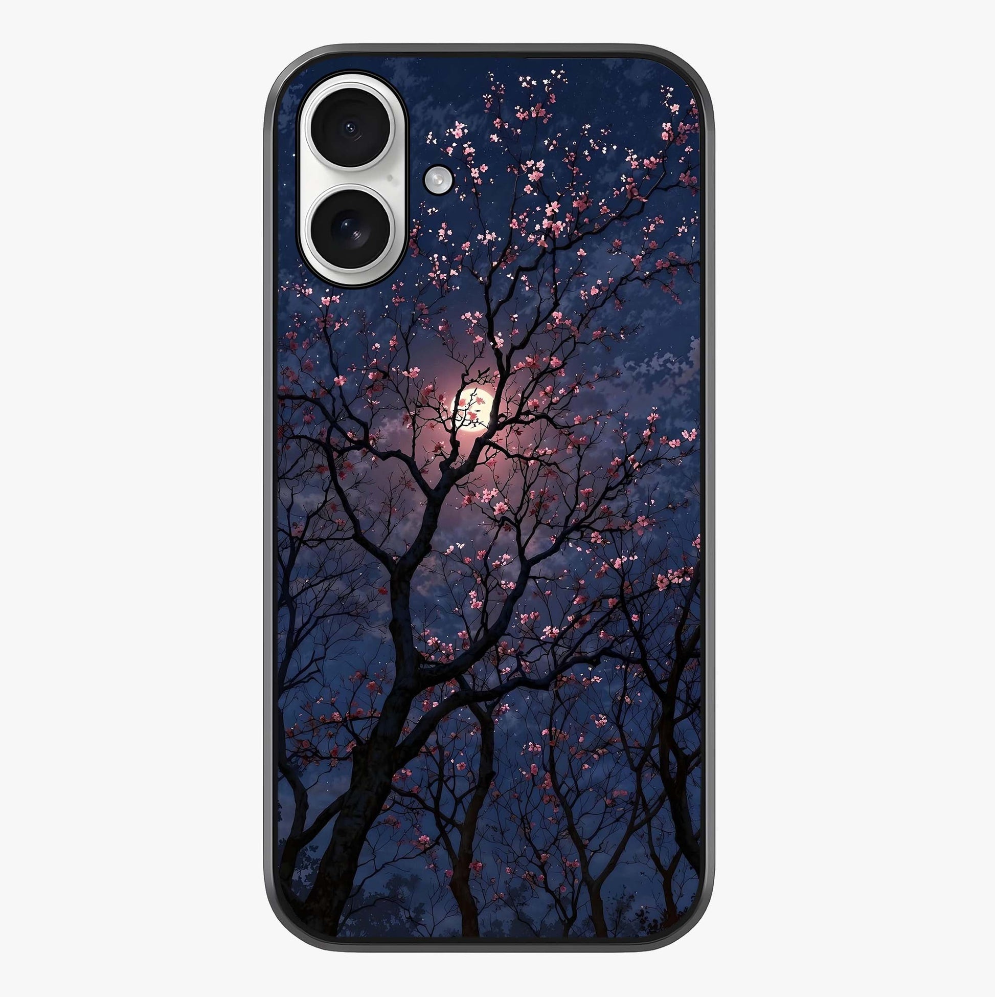Twilight Sakura Serenade Glass Case showing full back design in clean flat view with glossy glass finish.