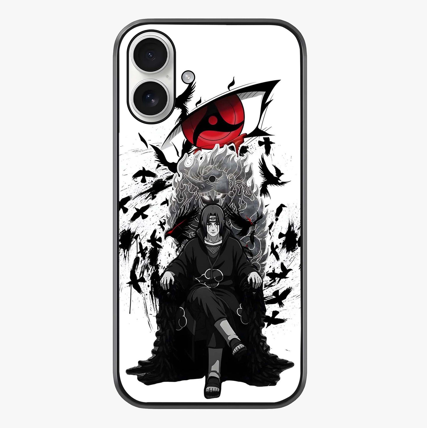 Uchiha Shadow Throne Glass Case showing full back design in clean flat view with glossy glass finish.