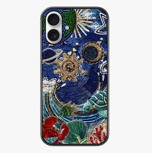 Universe Underwater Spark Glass Case showing full back design in clean flat view with glossy glass finish.