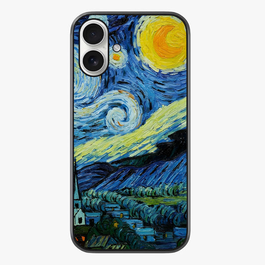 Van Gogh Art Glass Case showing full back design in clean flat view with glossy glass finish.