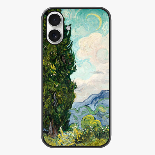 Van Gogh Vintage Art Glass Case showing full back design in clean flat view with glossy glass finish.