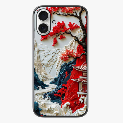 Whispers Of Sakura Waves Glass Case showing full back design in clean flat view with glossy glass finish.