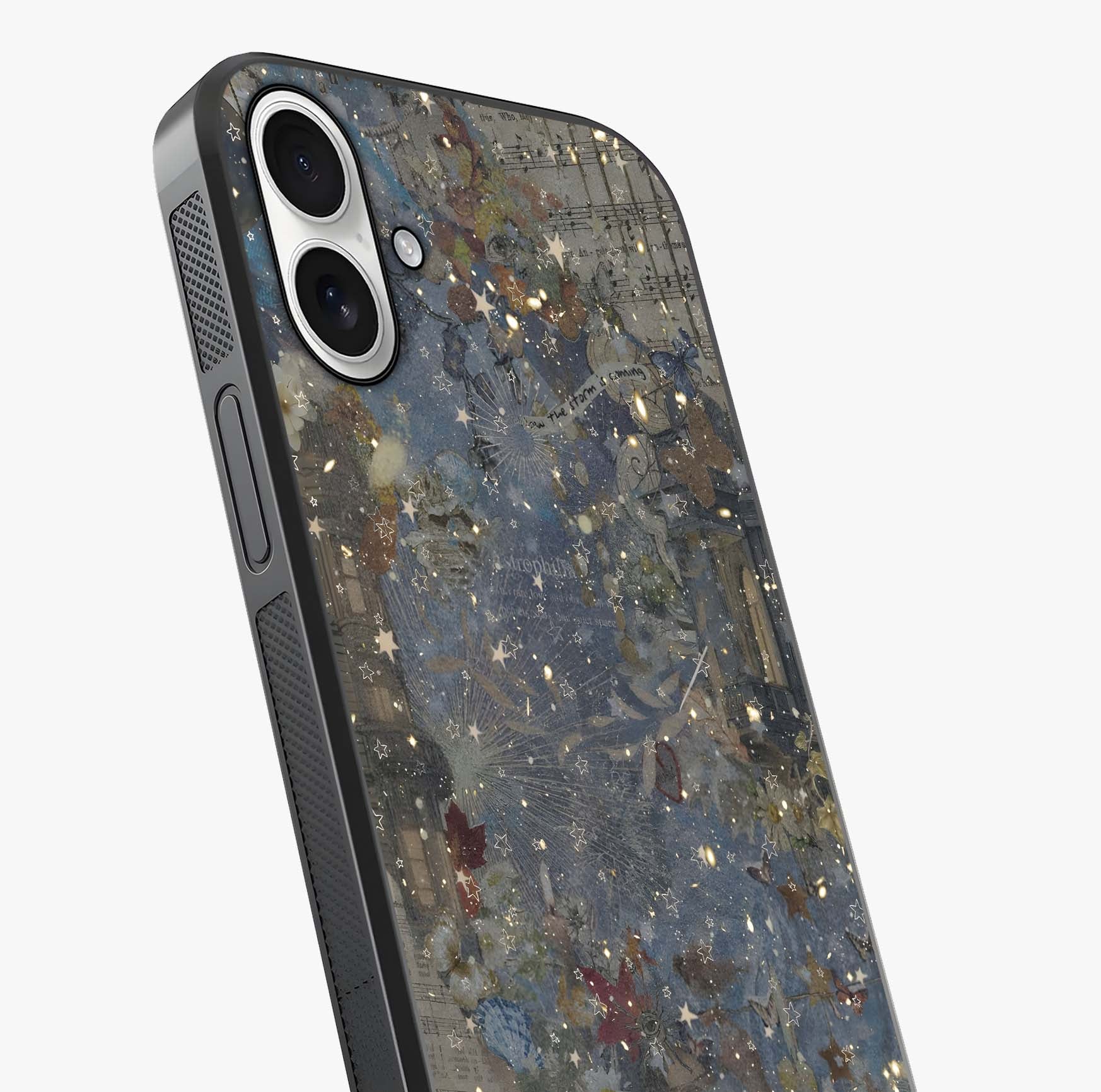 Aesthetic Astrolophia Glass Case captured at a warm angle highlighting gloss, texture and premium glass finish.