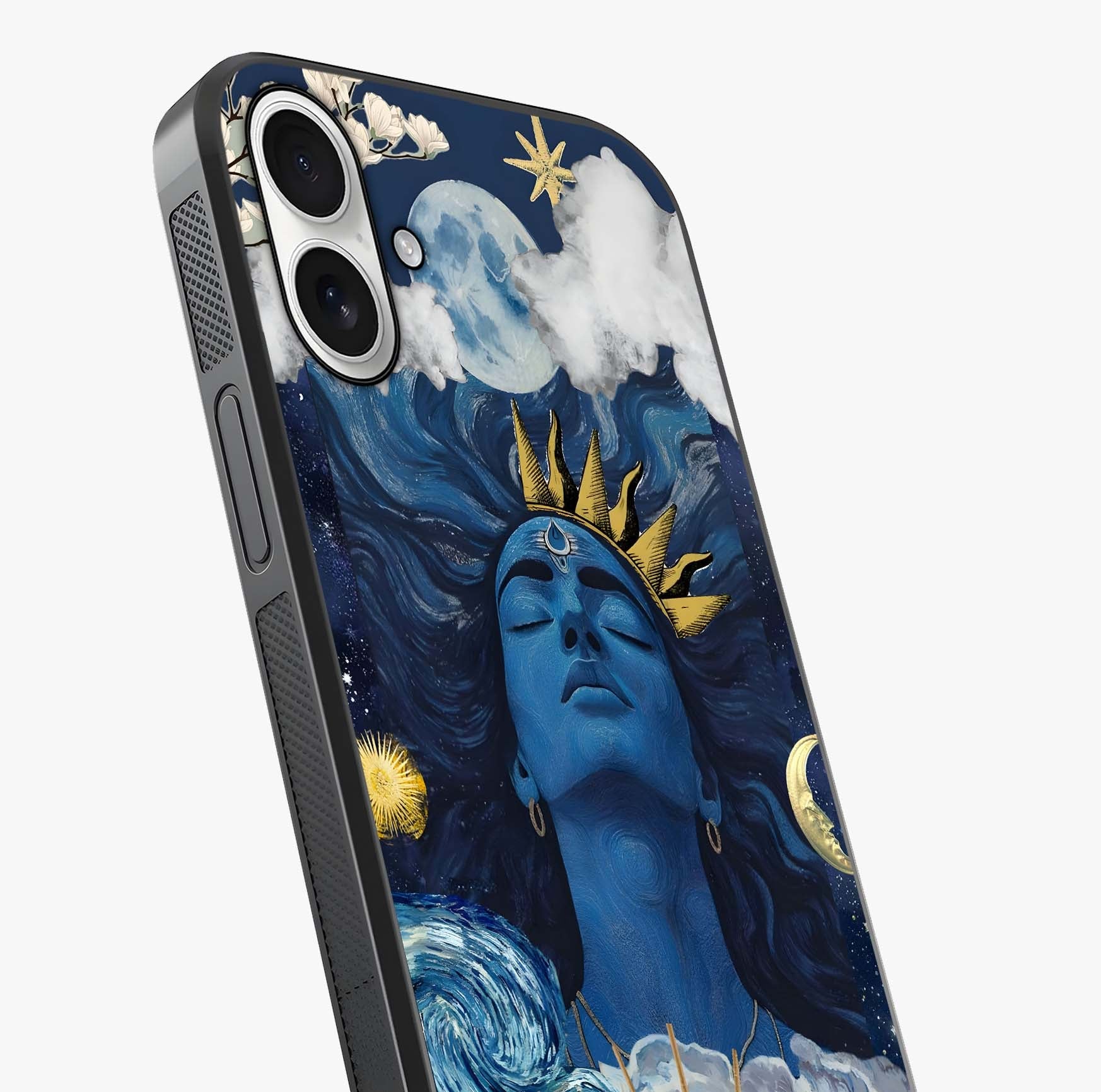 Aesthetic Lord Shiva Glass Case captured at a warm angle highlighting gloss, texture and premium glass finish.