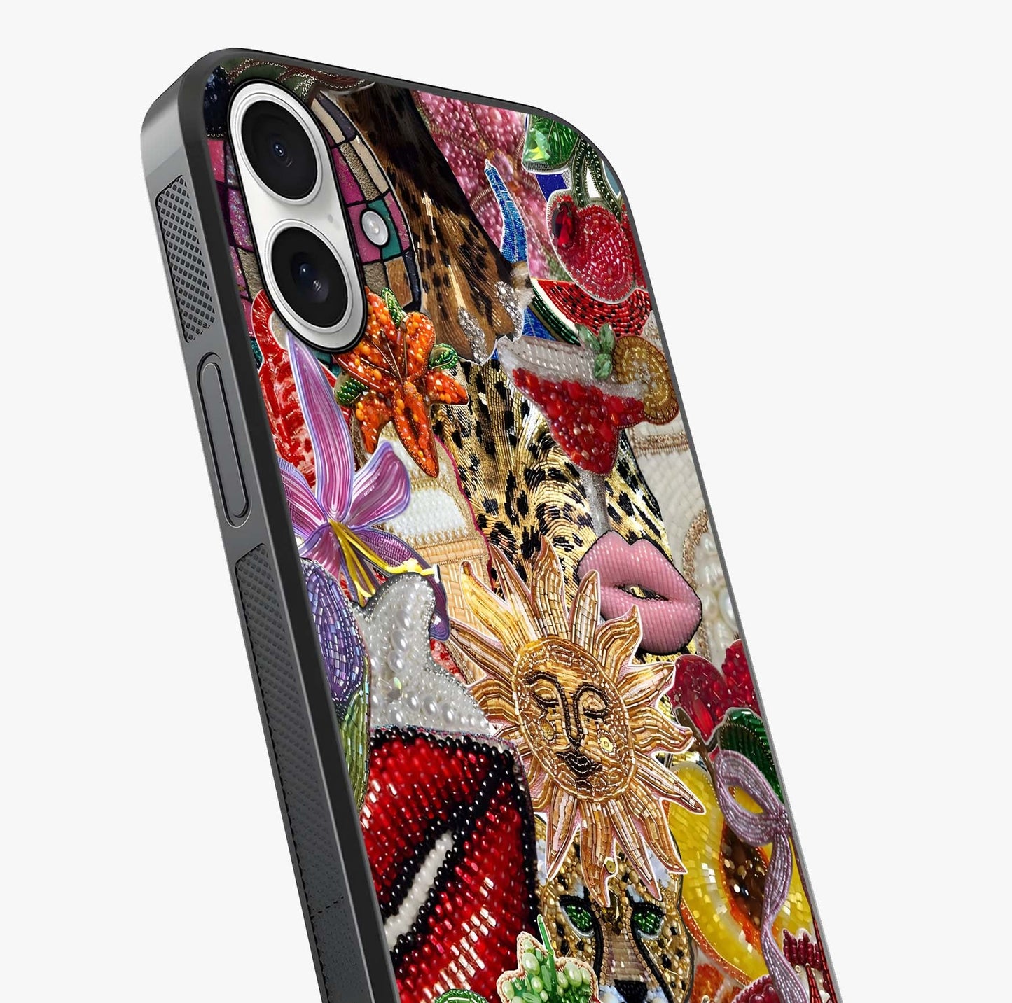 Beaded Fashion Jungle Glass Case captured at a warm angle highlighting gloss, texture and premium glass finish.