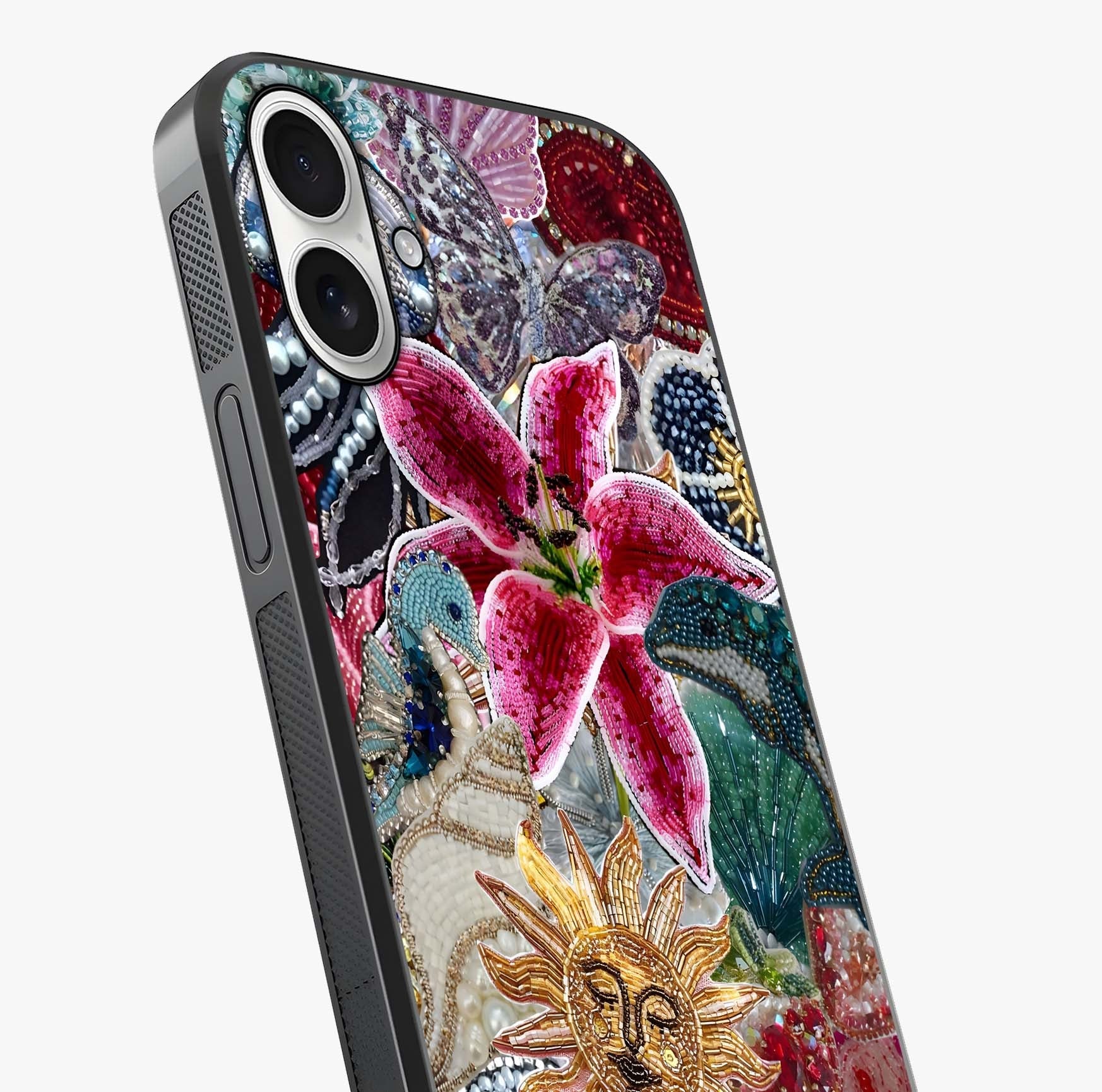 Beaded Garden Fantasy Glass Case captured at a warm angle highlighting gloss, texture and premium glass finish.