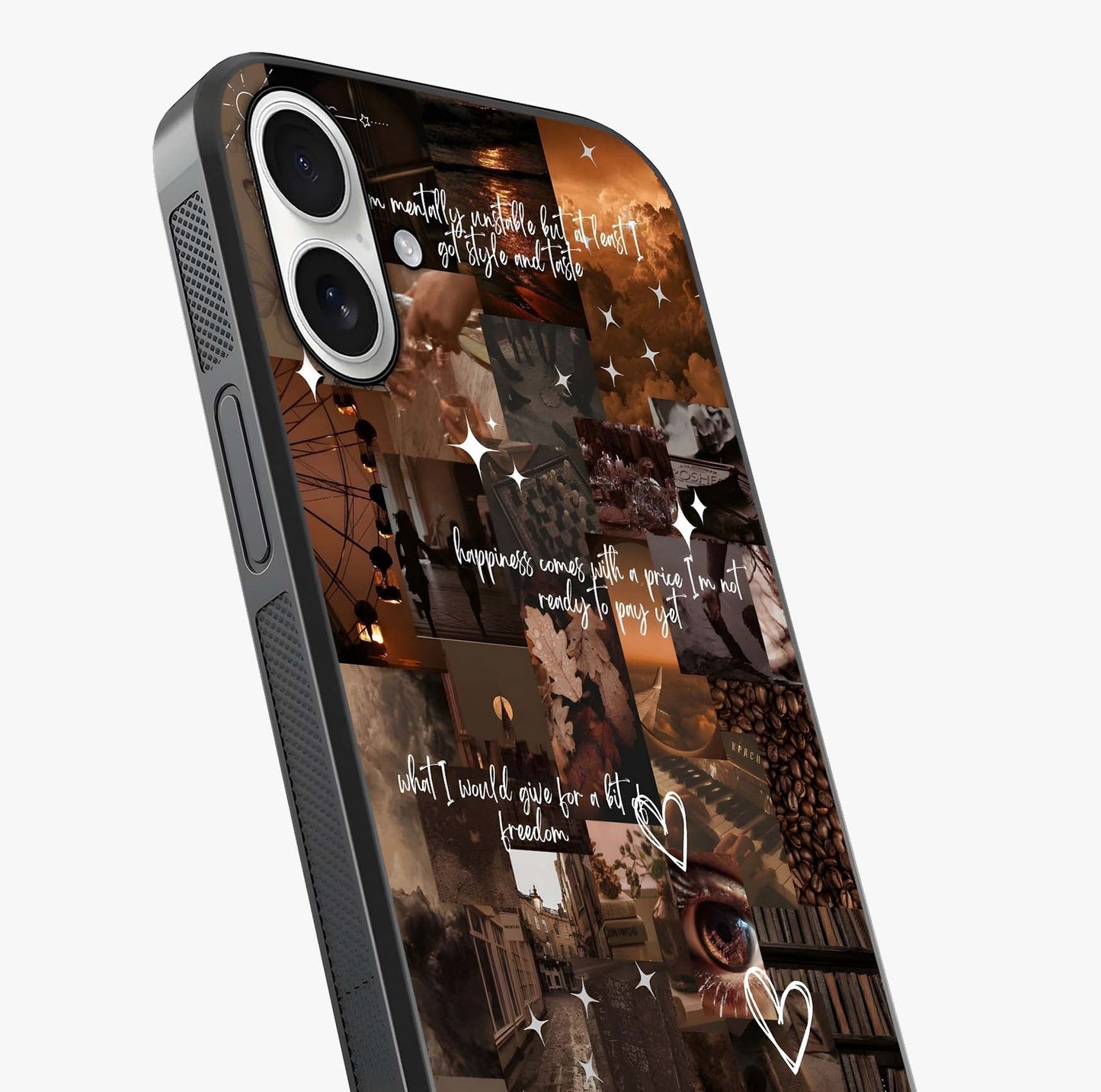 Bittersweet Aesthetic Chaos Glass Case captured at a warm angle highlighting gloss, texture and premium glass finish.