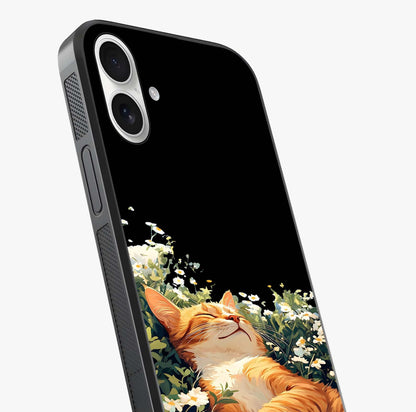 Blissful Bloom Cat Glass Case captured at a warm angle highlighting gloss, texture and premium glass finish.